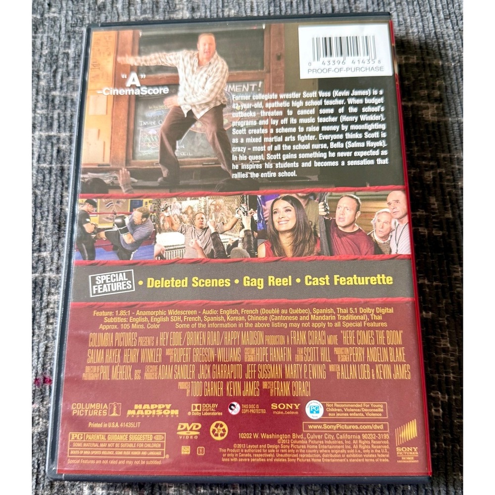 Sony Here Comes The Boom DVD Kevin James PG Excellent Comedy MMA Sports Movie - Picture 2 of 5